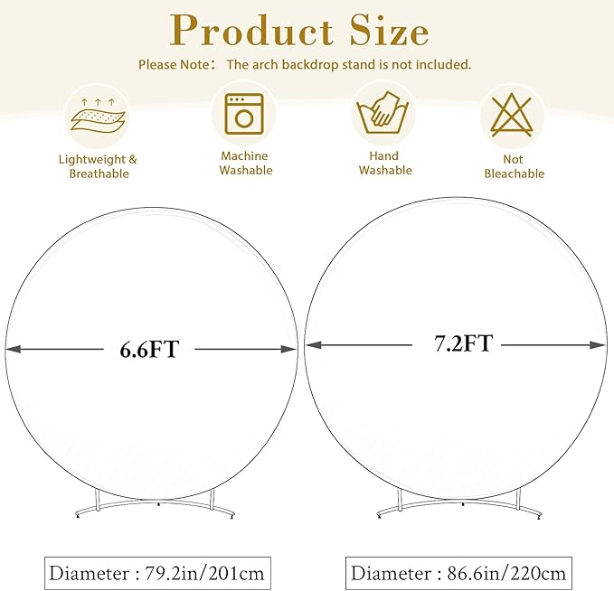 6.6 FT Navy Blue Round Backdrop Cover with Lights String for Circle Arch Stand Circle Backdrop Covers with LED Fairy Lights for Wedding Arch Baby Shower Birthday Party Photo Photography Background