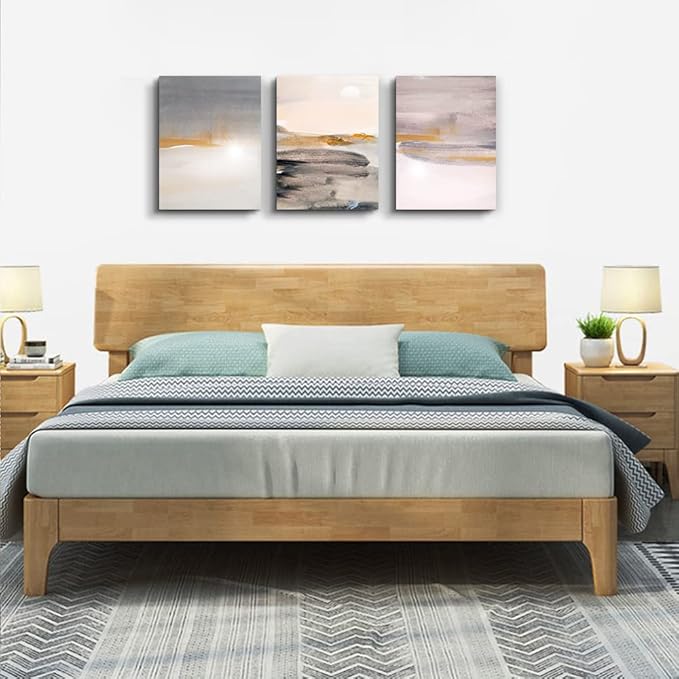 MHARTK66 Wall Decor For Living Room Canvas Wall Art For Bedroom Fashion Wall Decorations For Office Mountain Abstract Ink Paintings Framed Ready To Hang Pictures Artwork Home Decoration 3 Pieces