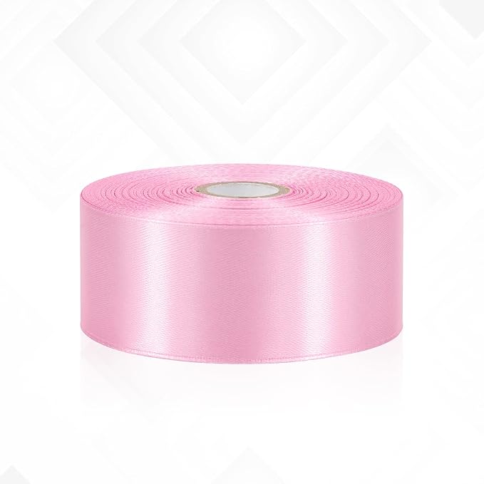 Pink Satin Ribbon 1-1/2 Inch 30 Yards, Pink Ribbon for Flower Bouquet, Gift Wrapping, Crafts, Baby Shower, Christmas, Wedding and Eternal Flower