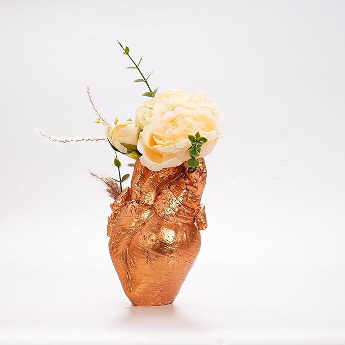 Heart Shaped Resin Vase - Anatomical Human Heart Flower Pot Planter, Nordic Modern Desktop Decor for Farmhouse Living Room, Bedroom, Valentine's Day Gift Home Decoration