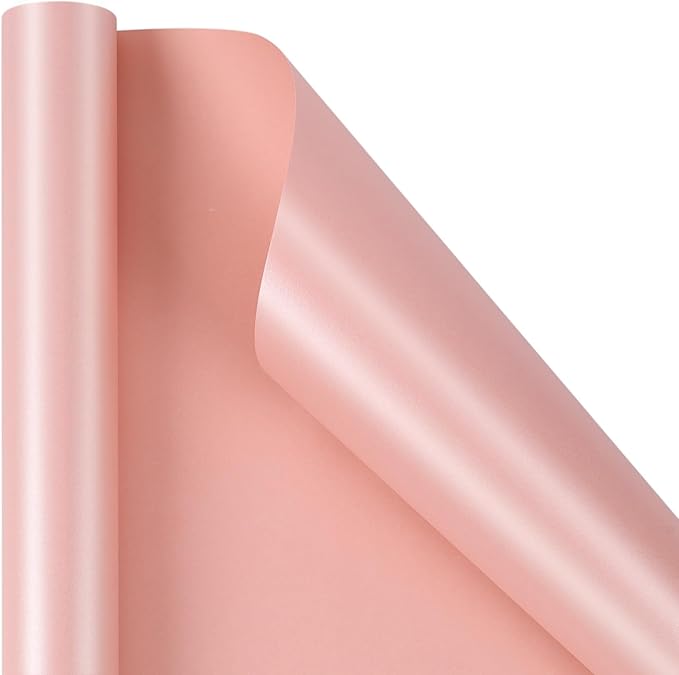 LaRibbons Pink Wrapping Paper, 30 Inch x 33 Feet, Solid Color Pearly-Lustre Gift Wrapping Paper Jumbo Rolls for Wedding, Christmas, Valentine's Day, Birthday, Baby Shower
