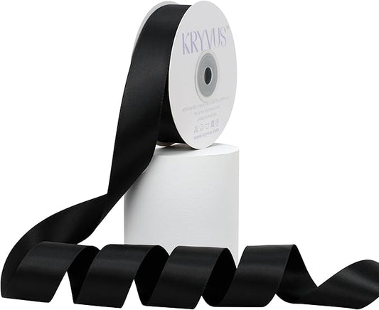 Black Satin Ribbon, Double Faced 1 Inch X 25 Yards Black Ribbon, Premium Satin Ribbon for Gift Wrapping, Crafts, Hair Bow Making, Sewing, Flower Bouquet, Wedding Party Decor
