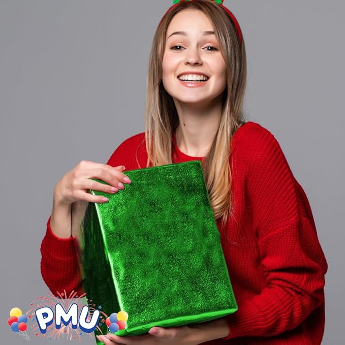 PMU Gift Wrap Mylar Roll Metallic Green 2-sided, 48 Inches X 50 Ft Roll 1.4 Mil Highly Reflective Mylar Film, Great for Gifts, Birthdays, Christmas, Baskets, Arts & Crafts