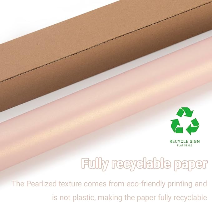 Rumvan Pink Matte Wrapping Paper16.9 Inches X 39.3 Feet,Solid Color pearlescent Paper,Gift Wrapping Paper,Perfect for Valentine's Day,Birthday,Christmas,Graduation,Baby Shower,DIY Bouquet (Pink colour)