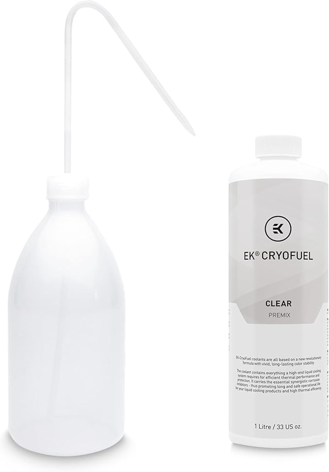 EKWB EK-CryoFuel Premix PC Coolant and Filling Bottle Bundle, 1000mL, Clear