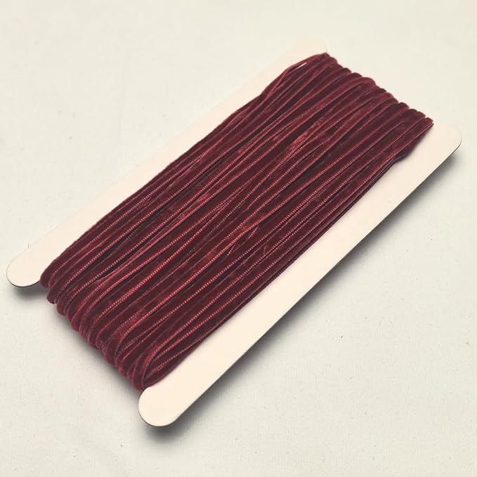 Chenkou Craft Dark Red 25 Yards 1/8" 3mm Velvet Ribbon Lots Bulk (Dark red, 1/8"(3mm))