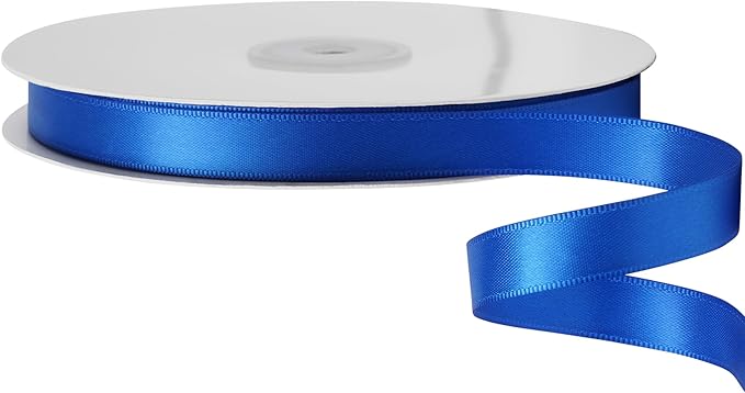 LIUYAXI Blue Stain Ribbon, 5/8" X Continuous 50 Yards, Double Faced Fabric Ribbon Perfect for Gift Wrapping Wedding Birthday Party Christmas Hair Floral Craft Baby Shower