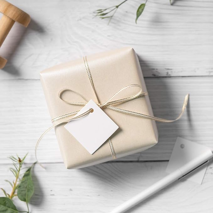 RUSPEPA White Gift Wrapping Paper - Mini Roll - Solid Color Pearly Shiny Silk Paper Perfect for Wedding, Birthday, Baby Shower Neutral, Bridal Shower, Anniversaries,DIY Bouquet- 17 Inches X 16.4 Feet