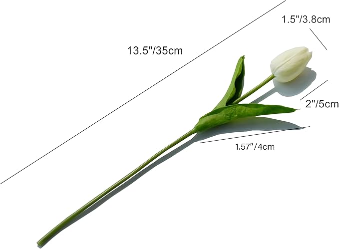 Mandy's Artificial Tulips 28 Stems Cream PU Faux Flowers for Thanksgiving and Christmas Decorations Wedding Home Decor 13.5 Inch