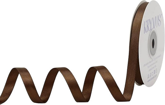 Brown Satin Ribbon, Double Faced 3/8 Inch X 25 Yards Brown Ribbon, Premium Satin Ribbon for Gift Wrapping, Crafts, Hair Bow Making, Sewing, Flower Bouquet, Wedding Party Decor