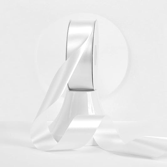 MEEDEE White Satin Ribbon 1-1/2 Inch White Ribbon Lux Double Faced Satin Ribbons by 50 Yards Polyester Satin Ribbons for Crafts, Weddings, Flower Bouquet, Holiday Decorating