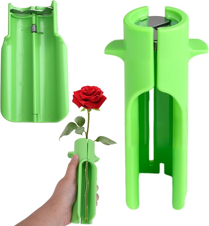 Rose Thorn Stripper Tool, Flower Stem Cutter - Spring Loaded Throne, Leaf & Stem Stripper, Easy Grip Plastic Gardening Tool for Stem & Flower Cutter