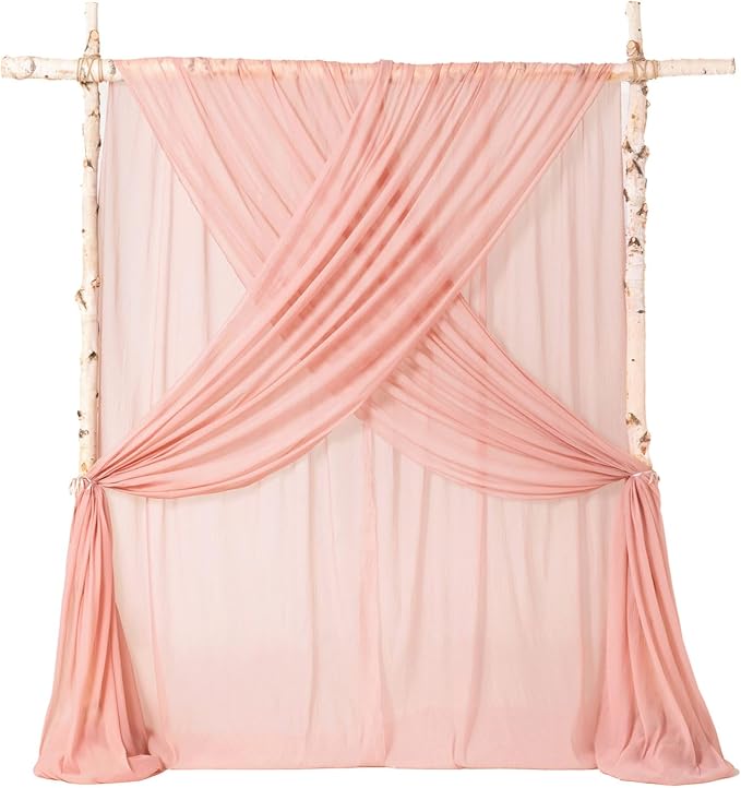 Ling's moment Pink Backdrop Curtains, 10Ft x 23Ft Red Clay Long Sheer Wrinkle-Free Background Backdrop Curtain&Table Cloth for Birthday Party Wedding Baby Shower Photo Booth Decor