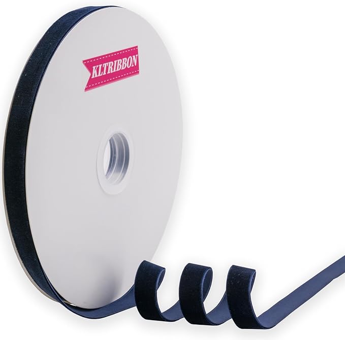 Navy Blue Velvet Ribbon Single Faced,5/8 Inch X 25Yards Spool