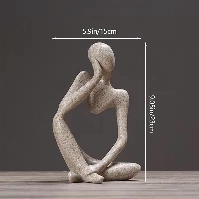 Abstract Style Thinker Sculptures, Sandstone Resin Thinker Statue Ornaments, Housewarming Gifts, Living Room Dining Desk Decorations(Right, Large)