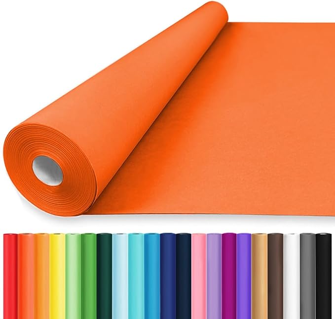 Vanhench 24" x 2520" (210') Orange Wrapping Paper, Black Construction Paper for Halloween, Birthday, Bouquet Flower Packing & Poster Bulletin Board