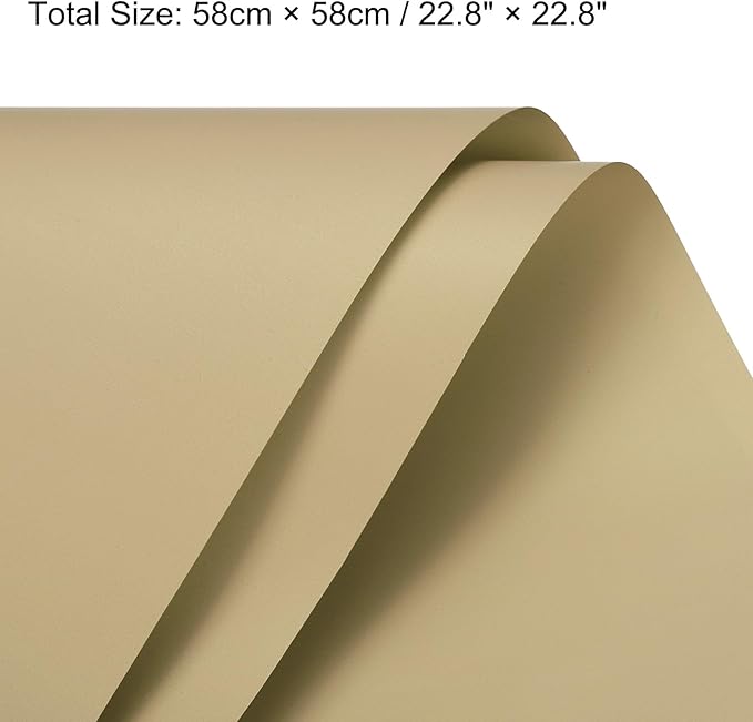 MECCANIXITY Pearlescent Film Flower Wrapping Paper 22.8x22.8 Inch Waterproof for DIY Crafts, Gift/Gift Box Packaging Beige Pack of 20