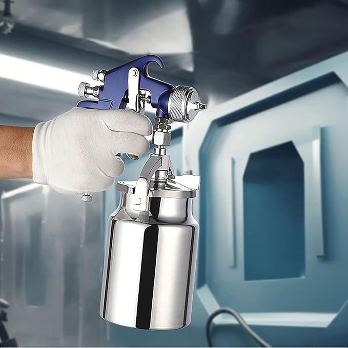 ENDOZER Professional Siphon Feed Spray Gun for Paint, Red Handle, 34 oz -1.8mm Nozzle for a Variety of Low Viscosity Paints（Blue）