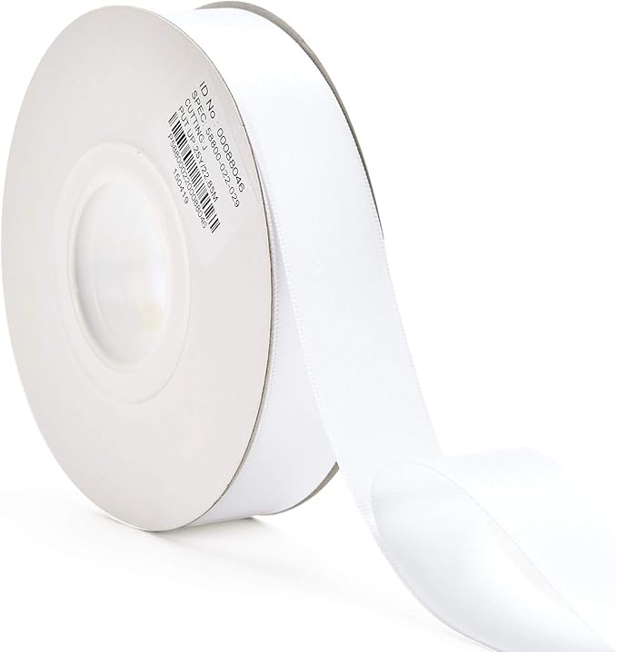 YAMA Double Face Satin Ribbon - 7/8" 25 Yards for Gift Wrapping Ribbons Roll, White