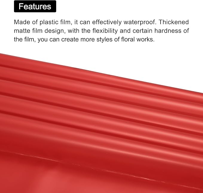 MECCANIXITY 20 Pcs Double Sided Color Flower Wrapping Paper Red+Gold 22.8"x22.8" Waterproof for Florist Bouquet Supplies, DIY Crafts, Gift Box Packaging