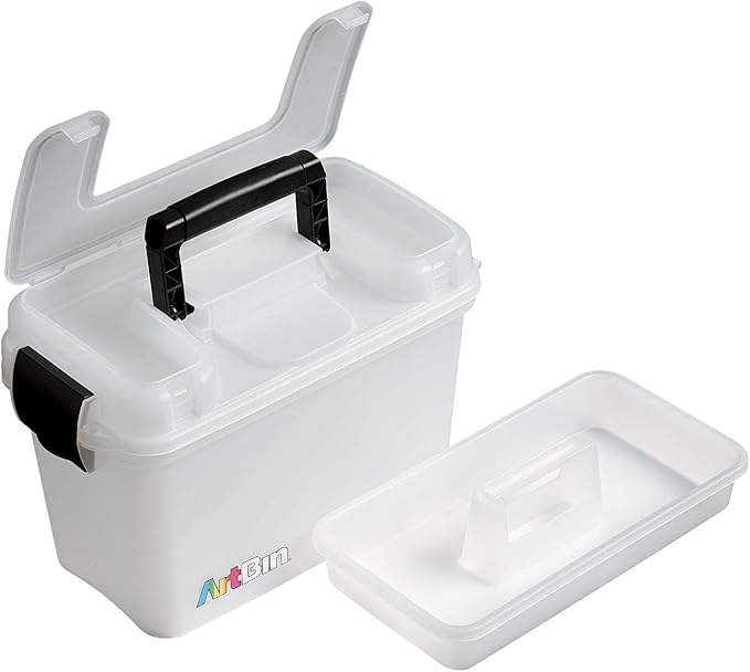 ArtBin 8408AB Sidekick Carrying Case, Portable Art & Craft Organizer with Handle, [1] Plastic Storage Case, Translucent, 8408AB