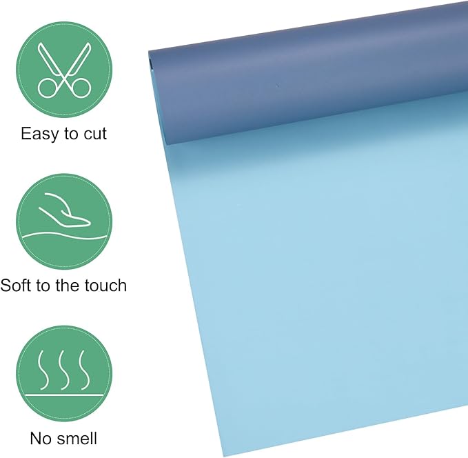 M METERXITY 20 Sheets Flower Wrapping Paper Bouquet, 23 Inch Double-Sided Navy Blue & Blue BOPP Waterproof Floral Wrapping Paper Flower Packaging DIY for Wedding/Party/Gift Bouquet Wrap Paper