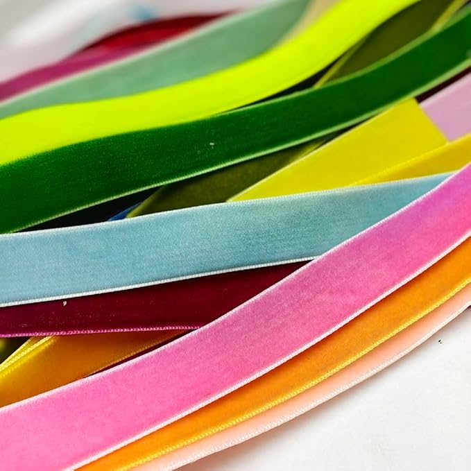 Chenkou Craft 30 Yards 3/4" Velvet Ribbon Total 30 Colors Assorted Lots Bulk (Multicolored, 3/4"(20mm))