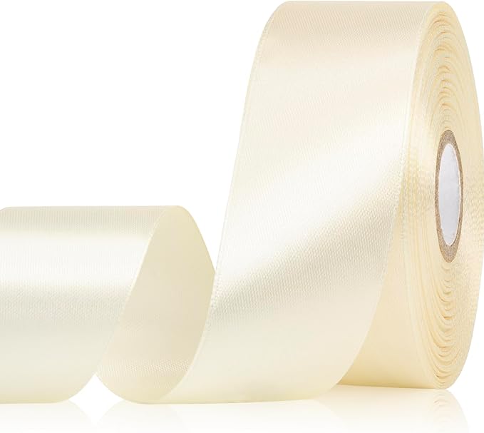 Ivory Ribbon 1-1/2 Inch 30 Yards Cream Satin Ribbon for Flower Bouquet, Fabric Ribbon for Gift Wrapping Crafts Hair Accessories Sewing Wedding Christmas