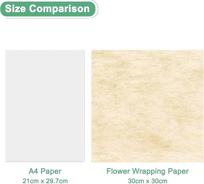 M METERXITY 152-Sheet Korean Cotton Wrapping Flower Paper, 11.8 Inch/ 30cm Waterproof Floral Wrapping Cotton Paper for Bouquets/Gift Packaging [Khaki]