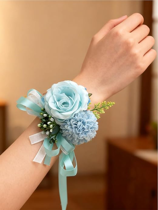 Rose Wrist Corsage Wristlet Band Bracelet Wedding Wrist Corsage Artificial Flowers Bracelet Homecoming Prom Corsages Wristlet for Women Bride Bridesmaid Wedding Prom Anniversary