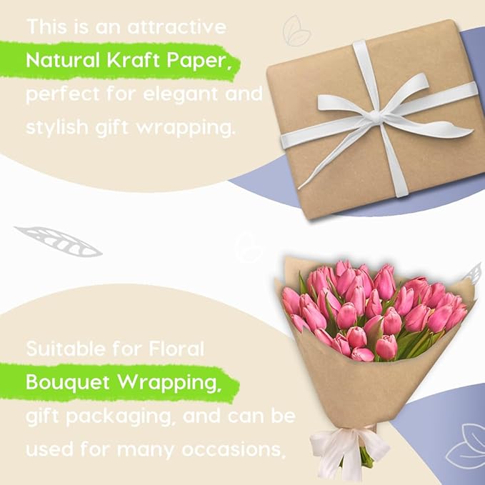 PerkHomy Brown Kraft Paper Roll 48" x 1,800" (150') for Gift Wrapping Bouquet Flower Art Painting Craft Writing Packaging Shipping 80GSM 55LB (Brown, 48" x 150')