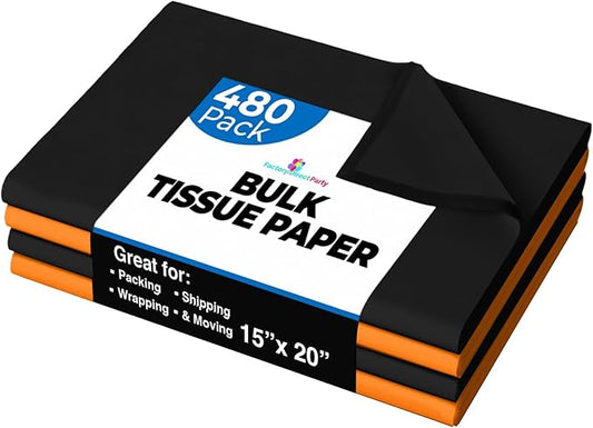 Halloween Tissue Paper for Gift Bags - 15" X 20" Bulk Tissue Paper Halloween 480 Sheets - 10lb Newsprint for Packing, Birthday Gift Box Filler, Packing Supplies for Moving Supplies Crown Display