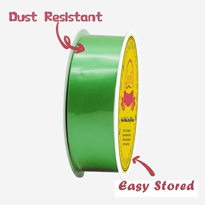 Double Face Emerald Green Satin Ribbon 1-1/2 inch X 50 Yards Polyester Emerald Green Ribbon for Gift Wrapping Very Suitable for Weddings Party Invitation Decorations and More
