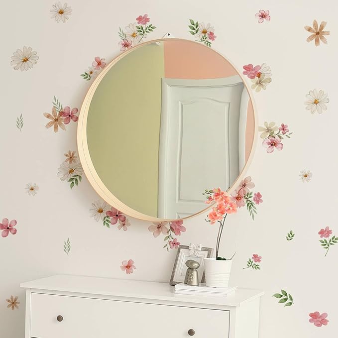 YouRfocus Daisy Watercolor Wall Decals | 34 PCS Boho Flower Stickers for Girls' Rooms, Playrooms, and Nurseries | Dual Layer Print for High Coverage | Removable Peel and Stick Wall Decor | 6 Sheets