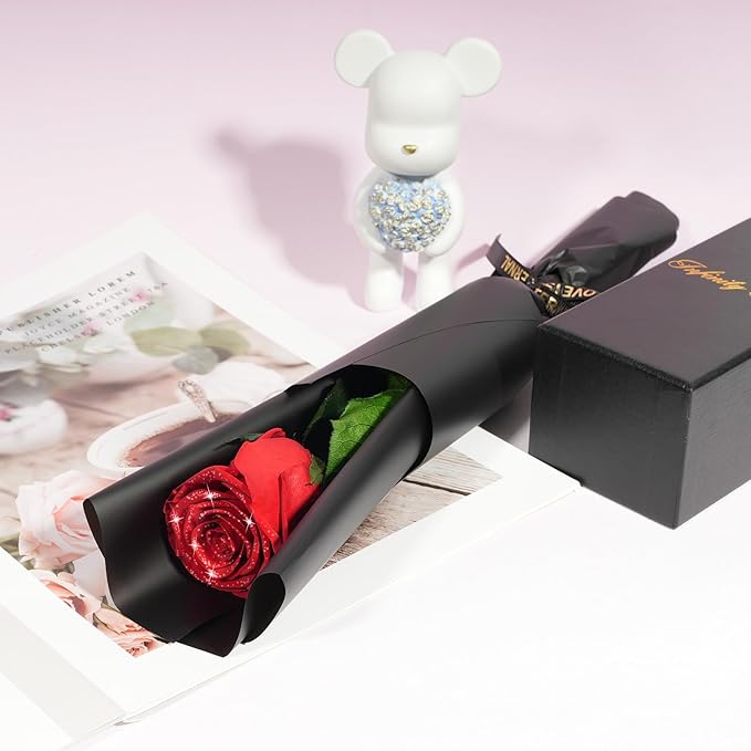 Yamonic Preserved Flower Rose Birthday Gifts for Women, Mothers Day Rose Flowers Gifts for Mom, Real Flower for Women, Grandma, Wife, Girlfriend Gifts for Christmas, Valentine's Day