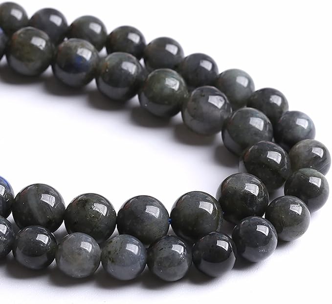 8MM 46PCS Natural Stone Black Labradorite Beads Crystal Loose Beads for Jewelry Making DIY Bracelet