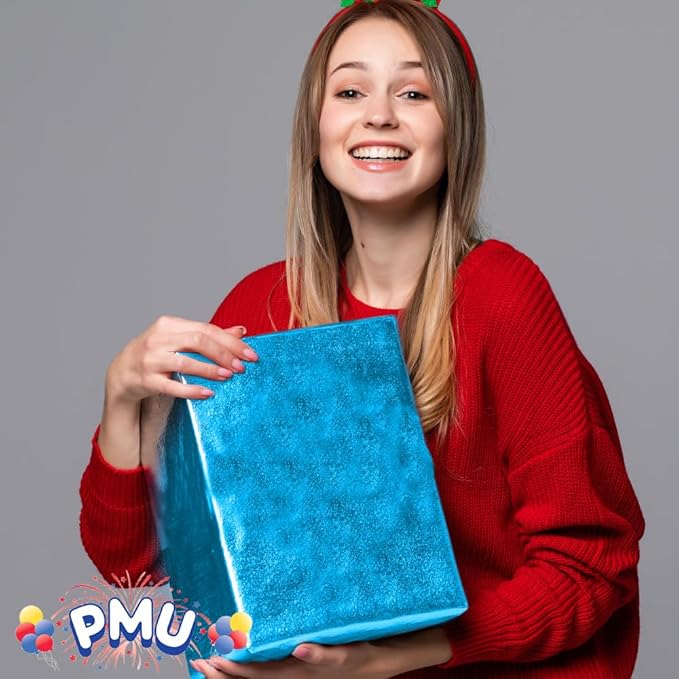 PMU (2 Gift Wrap Mylar Roll Metallic Baby Blue 2-sided, 24 Inches X 8.3 Ft Roll 1.4 Mil Highly Reflective Mylar Film, Great for Gifts, Birthdays, Christmas, Baskets, Arts & Crafts
