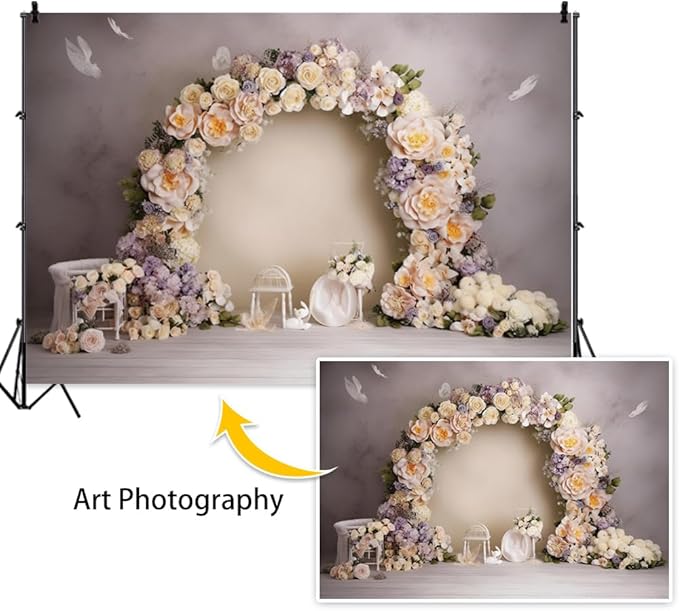 Leowefowa Wedding Flower Wall Backdrop Retro Arch Pink Floral Wall Backdrop Background for Wedding Anniversary Birthday Party Decorations Banner Studio Props 13x6ft Vinyl
