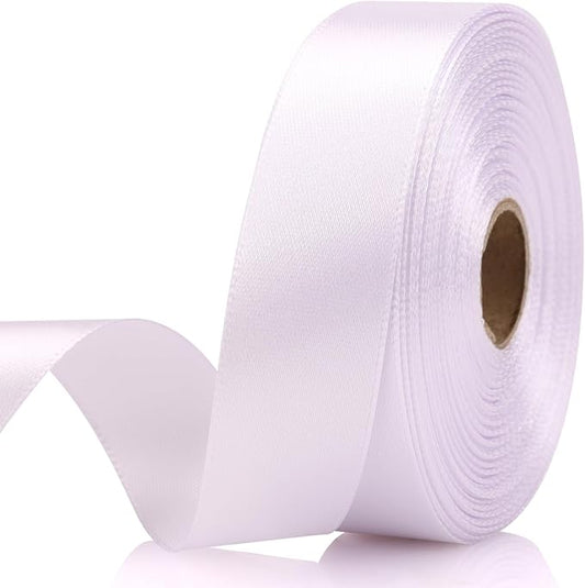 7/8 Inch 30 Yards White Satin Craft Ribbon-Single Face Polyester Ribbon for Handmade Roses,Gift Wrapping,Timeless Flower,Bouquets,Wedding and Party Decoration