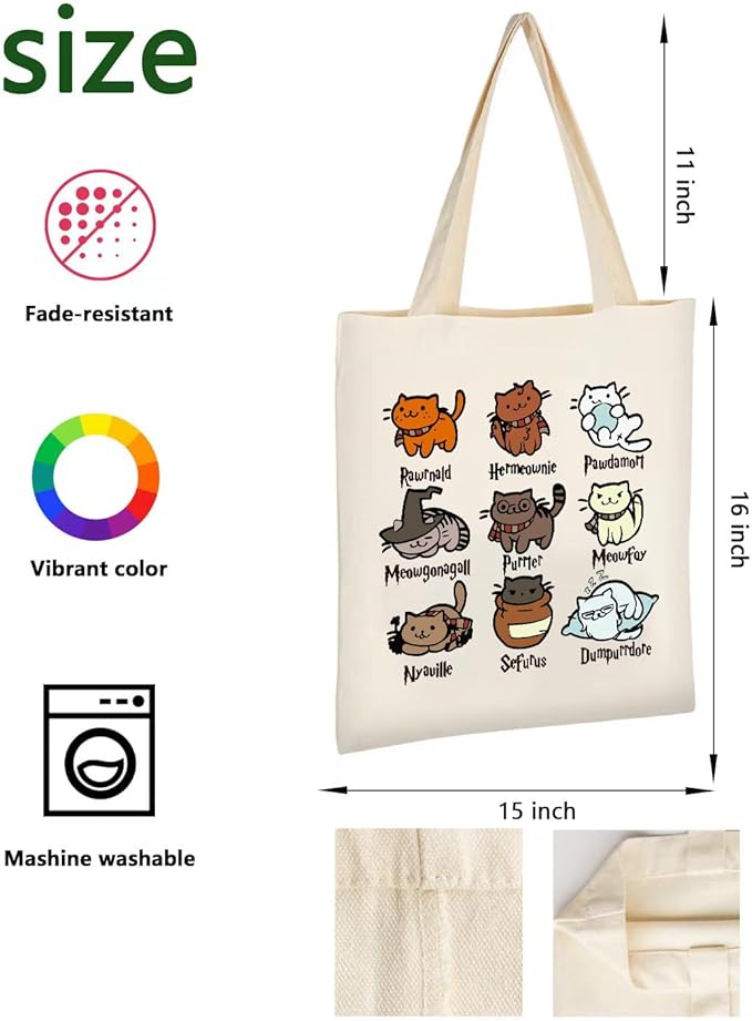AUSVKAI Canvas Tote Bag Aesthetic for Women, Reusable Grocery Bag with Cat, fourth wing Cotton Bags for Shopping Beach Trendy Retirement Gifts