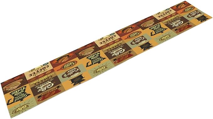 Coffee Table Runner,Vintage Style Coffee Beans Cups Theme Design Pattern Print Tablecloth Burlap for Hotel Indoors Outdoor Dining Room Kitchen Holiday Party, 13x90in