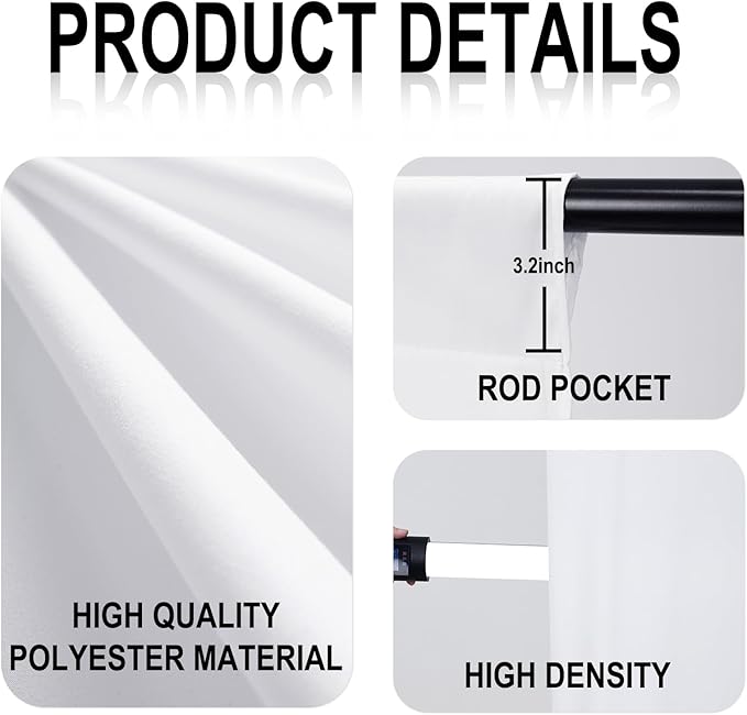 GFCC White Backdrop - 6FTX9FT White Photo Backdrop for Photoshoot Background for Photography Screen Video Recording Picture Background
