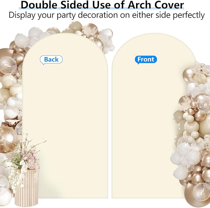 HEMMOTOP 6.6ft Beige Arch Backdrop Cover (No Arch Stand), Spandex Arch Covers Stretchy Backdrop for Balloon Arches, Wedding, Birthday Party, Baby Shower, Banquet Arch Decoratio