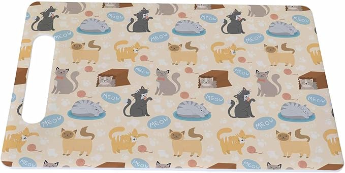 Cartoon Cat Cutting Board Cute Cats Kitten Funny Grip Handle Chopping Boards Cutting Board for Kitchen Plastic 16" x 10" x 0.24"