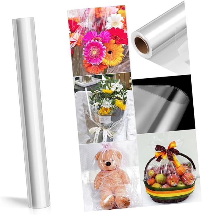 VALICLUD Transparent Cellophane Wrap Mil Thick for Flower Wrapping Bouquet DIY Crafts and Packing Tear-resistant Odorless Material for Floral Shops and Special Occasions