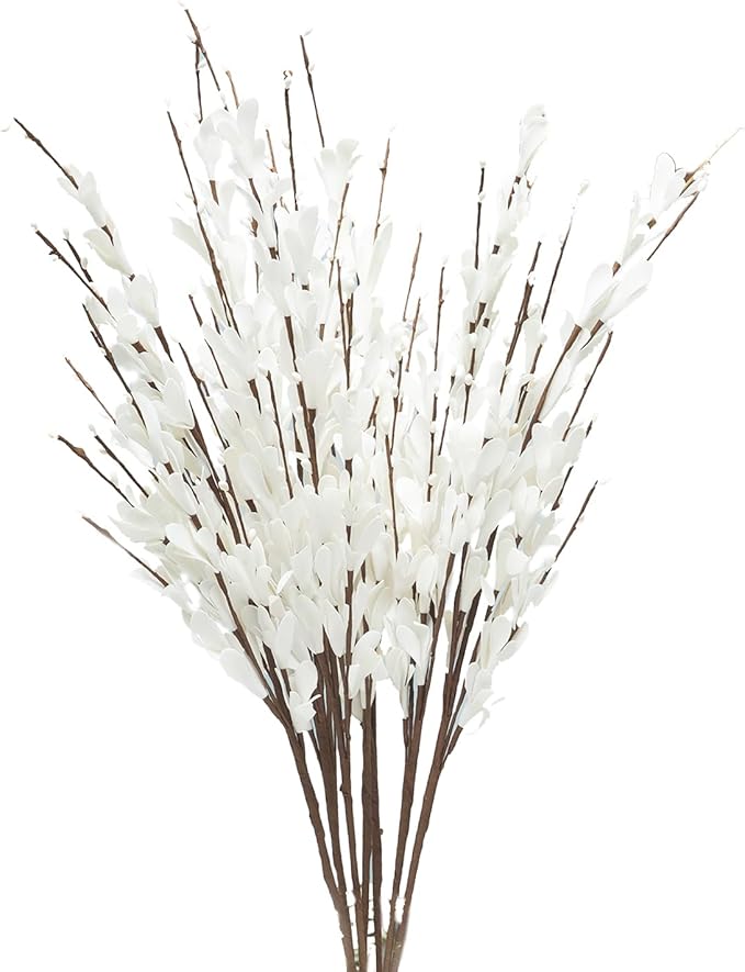UiiziC Artificial Flowers Jasmine 8 PCS 31"/80cm Faux Plants Bulk Fake Flower Bouquet for Vase Fillers Floral Arrangement Wreath Wedding Party Bouquets Garden Centerpieces Decor (White)