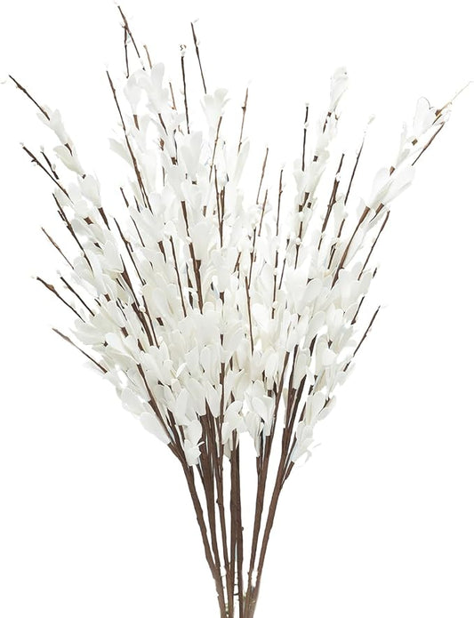 UiiziC Artificial Flowers Jasmine 8 PCS 31"/80cm Faux Plants Bulk Fake Flower Bouquet for Vase Fillers Floral Arrangement Wreath Wedding Party Bouquets Garden Centerpieces Decor (White)