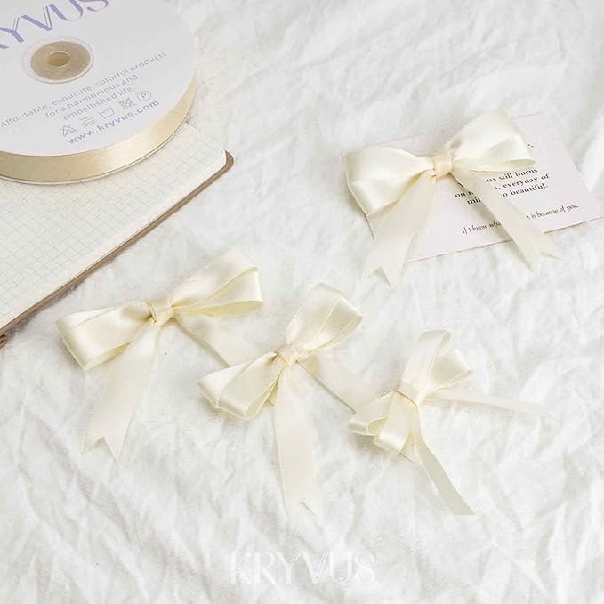 Ivory Satin Ribbon, Double Faced 1/2 Inch X 50 Yards Ivory Ribbon, Premium Satin Ribbon for Gift Wrapping, Crafts, Hair Bow Making, Sewing, Flower Bouquet, Wedding Party Decor