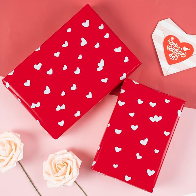 WRAPAHOLIC 30 Inch Valentine's Day Wrapping Paper Roll - 30 Inch x 33 Feet - Red Sweet Heart Wrapping Paper for Valentine's Day, Mother's Day, Birthday, Wedding, Bridal Shower