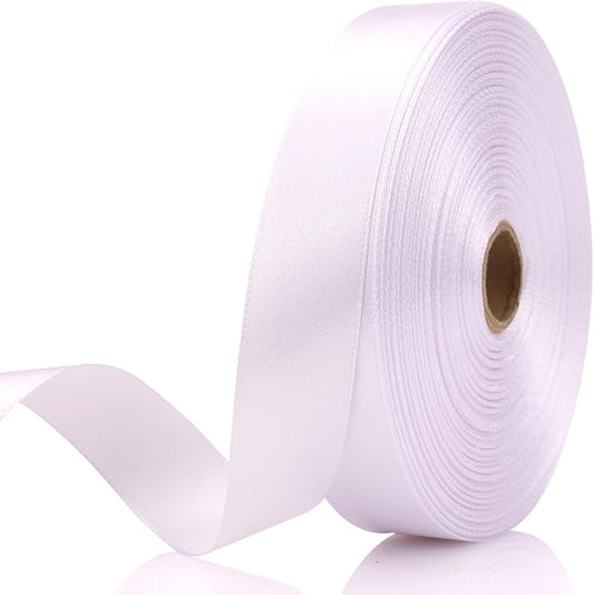 7/8 Inch 60 Yards White Satin Craft Ribbon-Single Face Polyester Ribbon for Handmade Roses,Gift Wrapping,Timeless Flower,Bouquets,Wedding and Party Decoration
